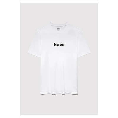 Mavi Hav Baskılı Beyaz Tişört Regular Fit / Normal Kesim 0612759-620