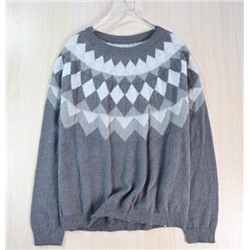 Жаккардовый свитер с ретро-артистическим ромбовидным узором