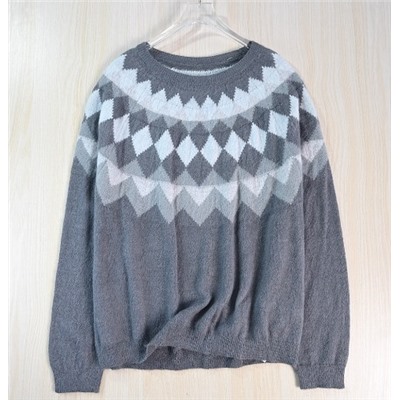 Жаккардовый свитер с ретро-артистическим ромбовидным узором