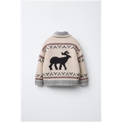 REINDEER CARDIGAN WITH WOOL