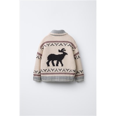 REINDEER CARDIGAN WITH WOOL