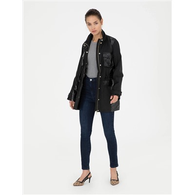 Siyah Slim Fit Mevsimlik Mont