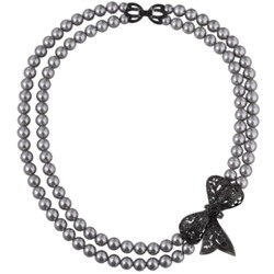 Колье (Майорка темно- серая, фианит черный; черный родий) 45см, Есть комплект