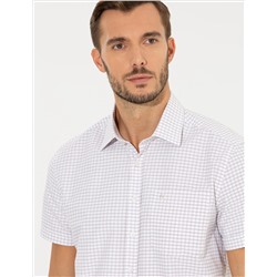 Bej Regular Fit Kısa Kollu Gömlek