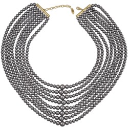 Колье Каскад (Майорка темно-серая 6-10мм; покрытие золото) 42-48см, Есть комплект