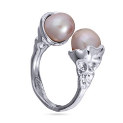 Кольцо (жемчуг нежно розовый 8мм; покрытие родий), Есть комплект