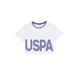 Kız Çocuk Mavi Bisiklet Yaka Crop Tişört