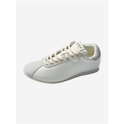 Женские матовые кожаные кроссовки  с круглым носом