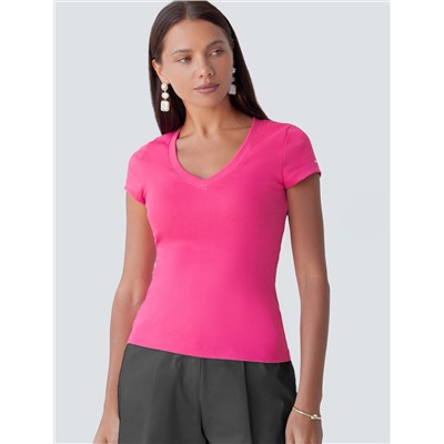 Футболка из плотного трикотажа с плетением риб 1*1