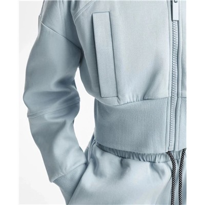 Детская укороченная кофта на замке с капюшоном  ГУЛИВЕ*Р  Экспорт в Россию  В красивом голубом цвете Материал: хлопок 56%, полиэстер 40%, эластичной волокно 4%