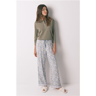 Pantalón largo viscosa print flores