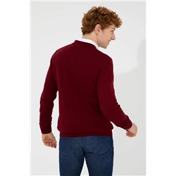 Erkek Bordo Basic Triko Hırka