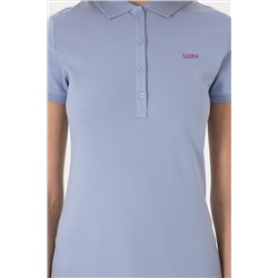 Kadın Açık Mavi Basic Polo Yaka Tişört