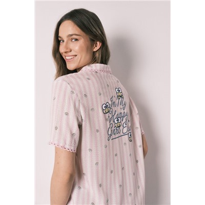 Pijama camisero largo rayas Keroppi