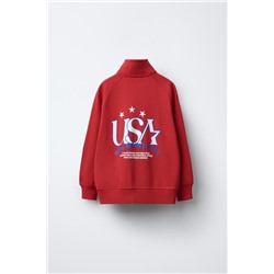 RAISED PRINT ZIP-UP SWEATSHIRT