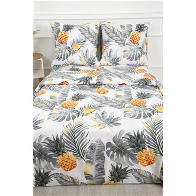 Постельное белье С листьями ананасы полисатин, наволочки 70х70см