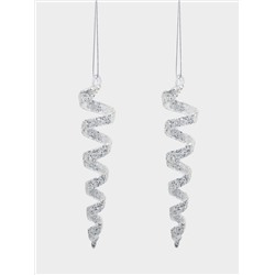 Игрушка елочная, 15 см, 2 шт, стекло, серебристая, Сосулька, New year