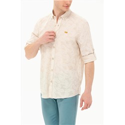 Erkek Ekru Uzun Kollu Gömlek