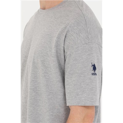 Erkek Gri Melanj Comfort Long Bisiklet Yaka Tişört