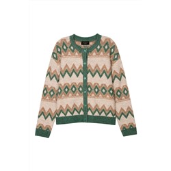 Cárdigan Beige jaspeado y verde