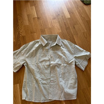 Хлопковая свободная рубашка с коротким рукавом