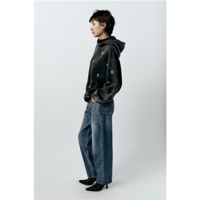 FADED-EFFECT RING HOODIE