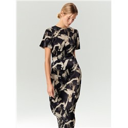Платье миди из 100% вискозы с принтом, PL1660/agoria