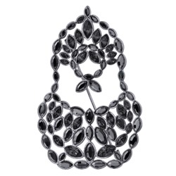 Брошь Матрешка (кристаллы SW темно-серые, гематит; покрытие родий), Есть комплект