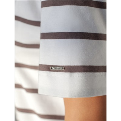 Свободная футболка в широкую полоску с принтом из премиального хлопка с эластаном