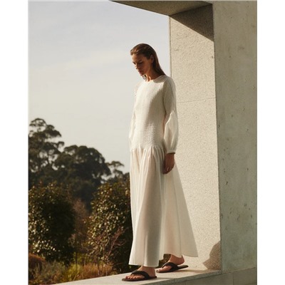 VESTIDO DE PRAIA ALGODÃO COMPRIDO TEXTURA