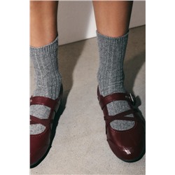 PATENT EFFECT BALLERINA SHOES WITH BUCKLES