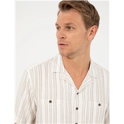 Bej Regular Fit Kısa Kollu Gömlek