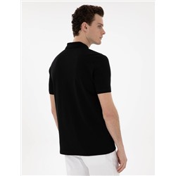 Siyah Regular Fit %100 Pamuk Polo Yaka Basic Tişört