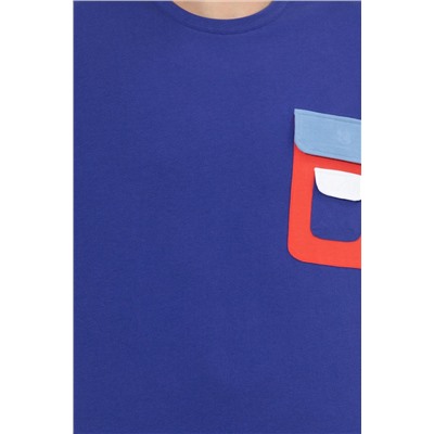 Erkek Mavi Oversize Bisiklet Yaka Tişört