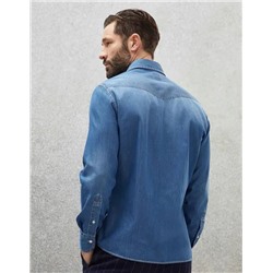 Мужская джинсовая рубашка с эффектом состаривания   Brunell*o Cucinell*i