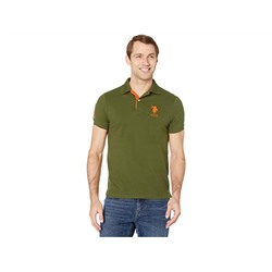 U.S. POLO ASSN. Slim Fit Big Horse Polo w/ Stripe Collar