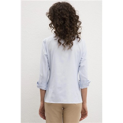 Kadın Açık Mavi Uzun Kollu Basic Gömlek