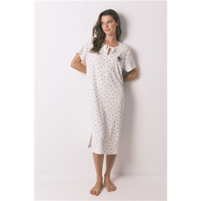 Camisón holgado midi canalé blanco Mafalda