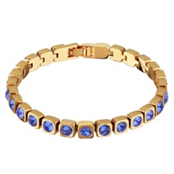 Браслет Теннис (кристаллы SW сапфир 4мм; покрытие золото) 17-19см, Есть комплект