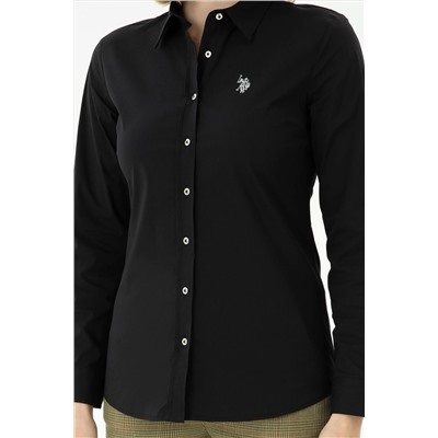 Kadın Siyah Uzun Kollu Basic Gömlek