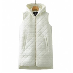 Женский длинный тонкий хлопковый жилет с капюшоном