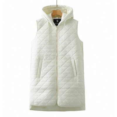 Женский длинный тонкий хлопковый жилет с капюшоном