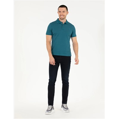 Yeşil Slim Fit Polo Yaka Merserize Tişört