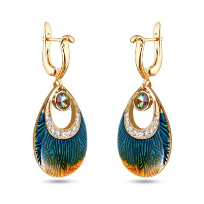 Серьги (кристаллы SW микс, эмаль; покрытие: золото)