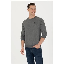 Erkek Antrasit Melanj Bisiklet Yaka Basic Sweatshirt