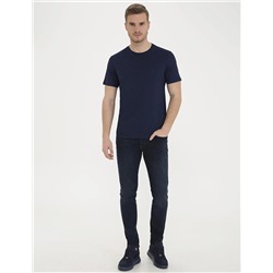 Koyu Lacivert Slim Fit Bisiklet Yaka Basic Tişört