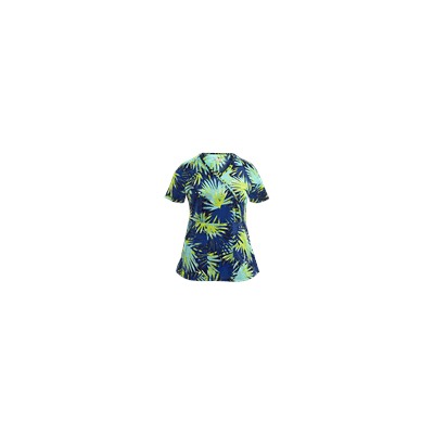 koi Stretch Scrubs Palm Burst Print Top