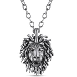 Кулон Лев (кристаллы SW белые; покрытие античное серебро) 80см, Есть комплект