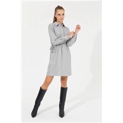 Kadın Gri Melanj Dokuma Elbise