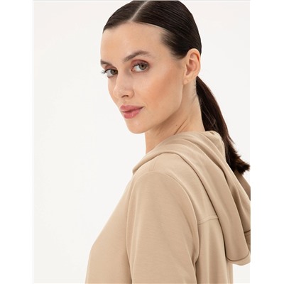 Bej Oversize Modal Kumaş Sweatshirt